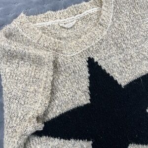 PROMESA Fuzzy Sleeveless Sweater With Star Brown-Tan Size‎ Small